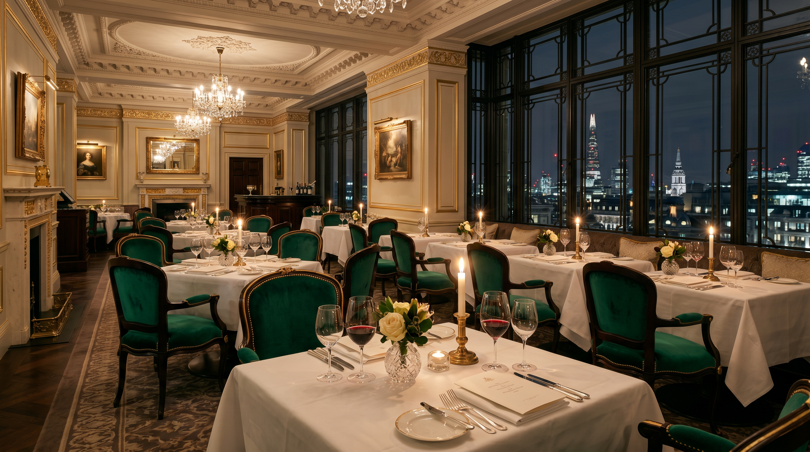 Fine dining restaurant interior with candlelit tables inside the hotel